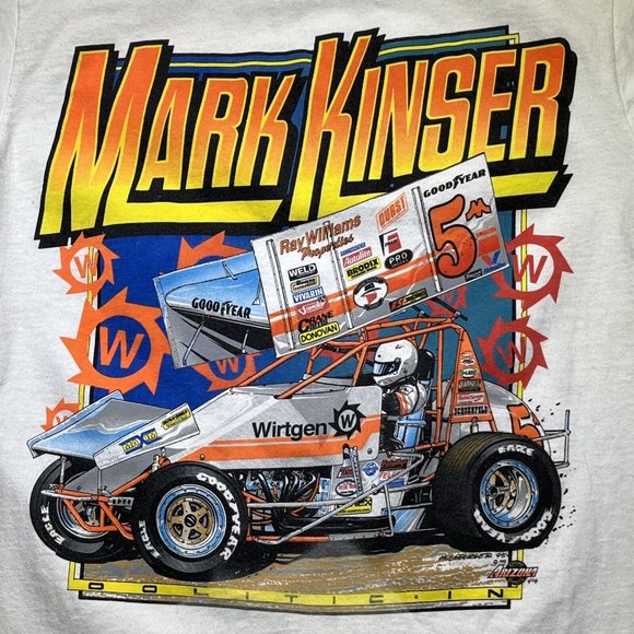 Mark Kinser Wirtgen Durst Goodyear Racing Autographed Medium T-Shirt Made In USA - Picture 2 of 12
